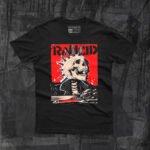 Playera negra de la banda Rancid diseño de calavera con cresta Punk Skull frente.